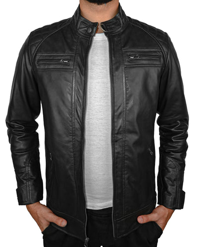 Leather Biker quilted Shoulder Fashion Jacket