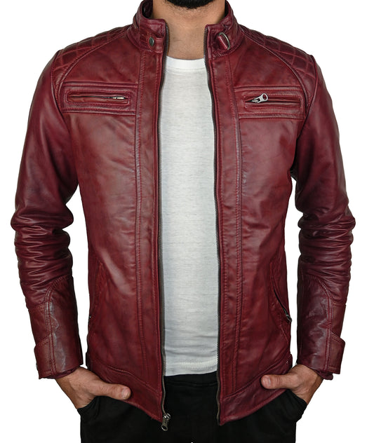 Leather Biker quilted Shoulder Fashion Jacket