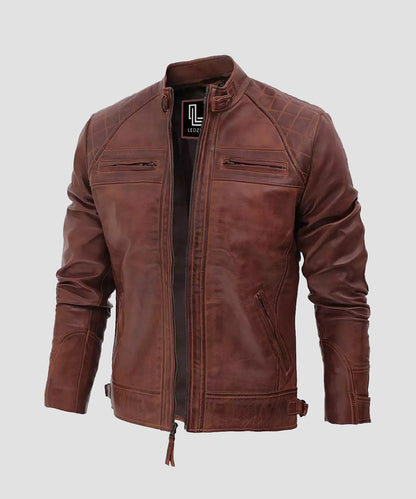 Leather Biker quilted Shoulder Fashion Jacket