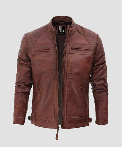 Leather Biker quilted Shoulder Fashion Jacket