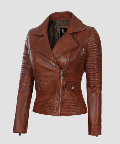 Ledzia Women Fashion Jacket Real Sheepskin DarkBrown Leather Jacket