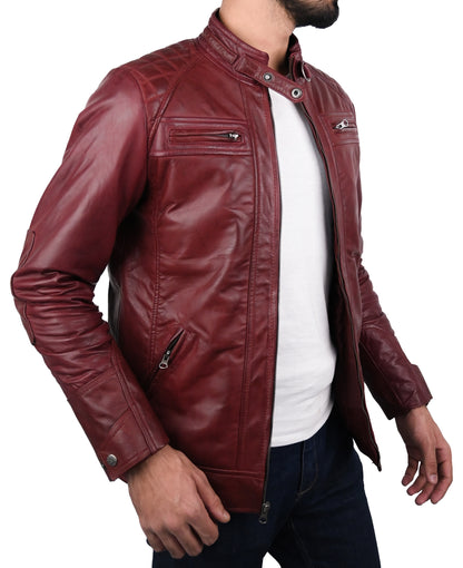 Leather Biker quilted Shoulder Fashion Jacket