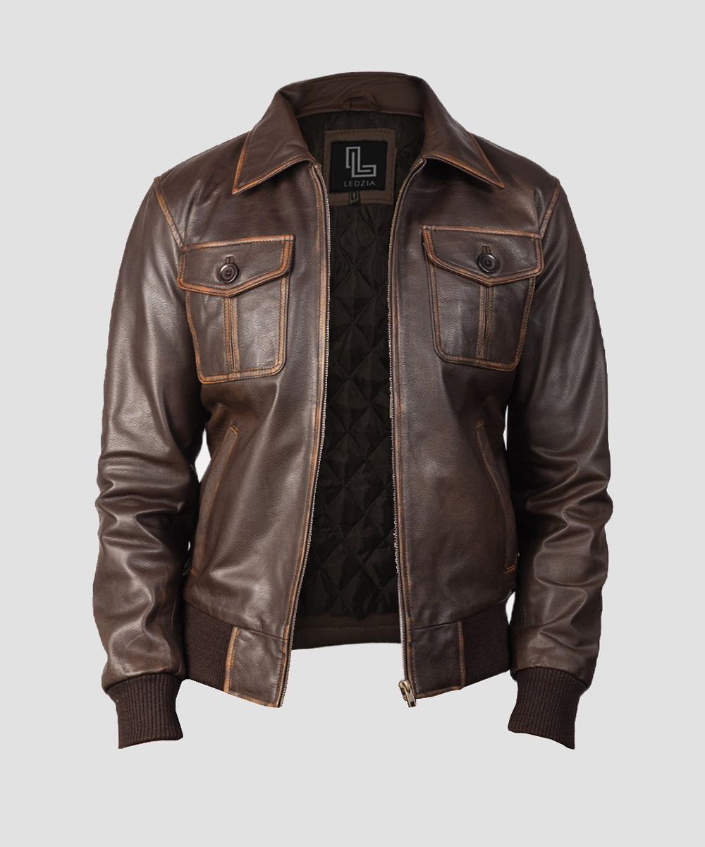 Ledzia Leather Trucker Style Leather Jacket