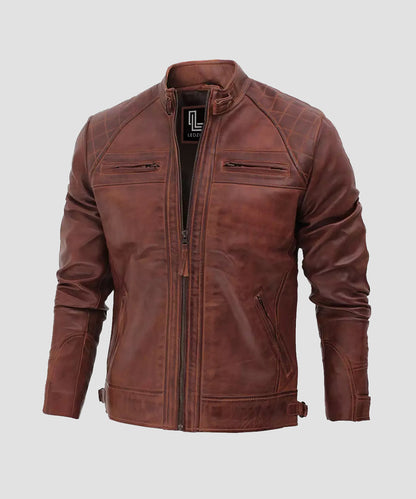 Leather Biker quilted Shoulder Fashion Jacket