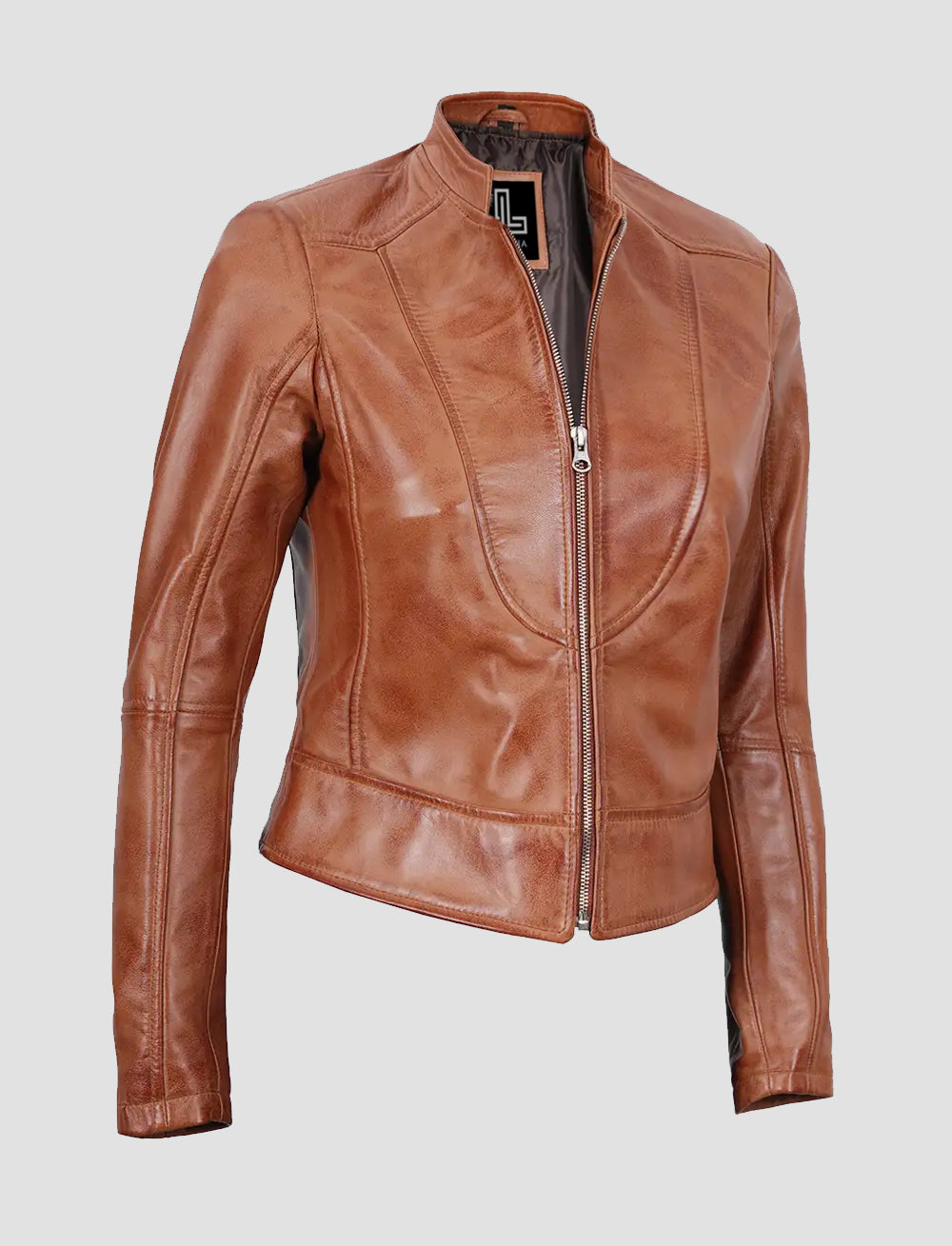 Ledzia Women Brown-Wax Real Sheepskin Leather jacket