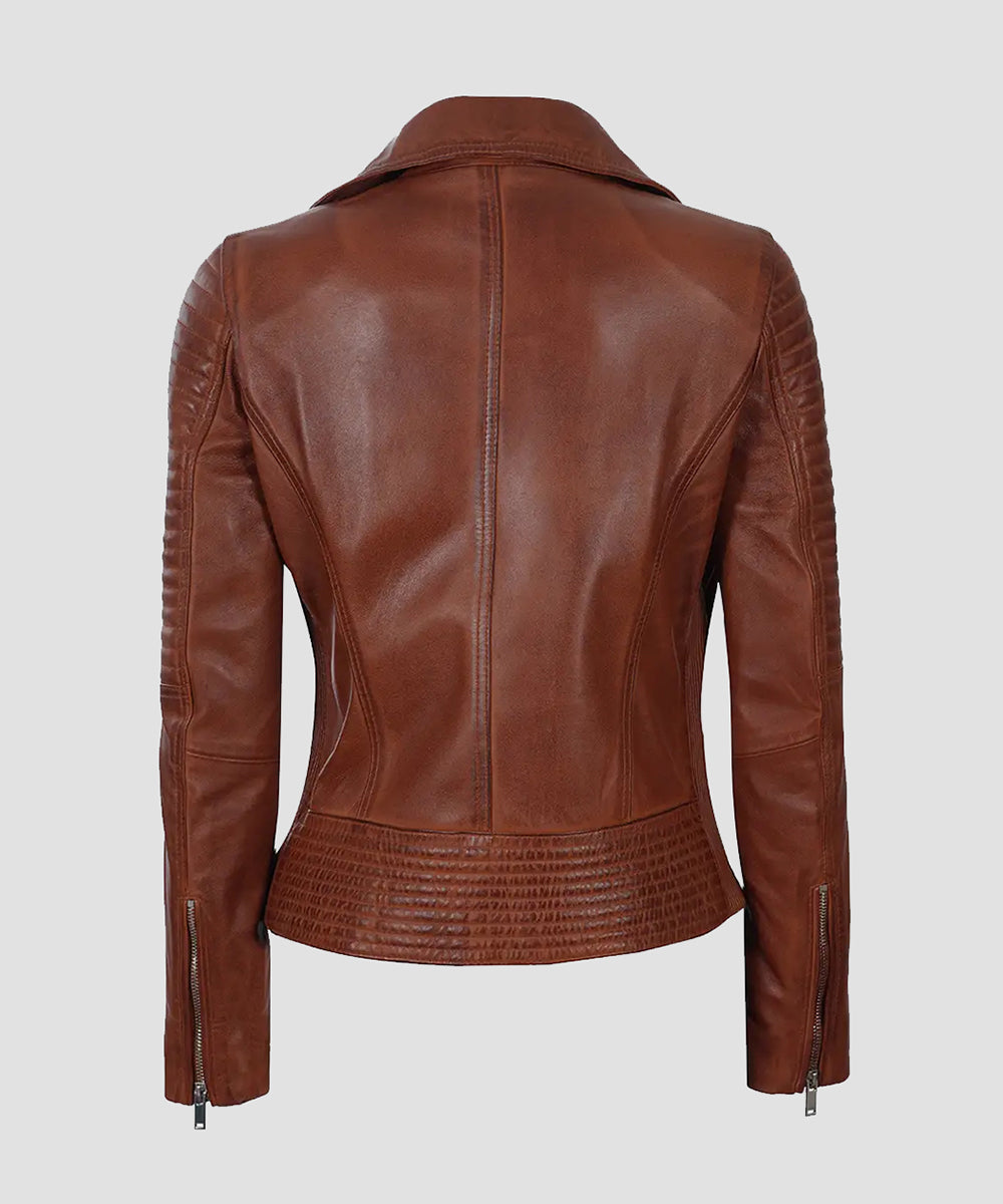 Ledzia Women Fashion Jacket Real Sheepskin DarkBrown Leather Jacket