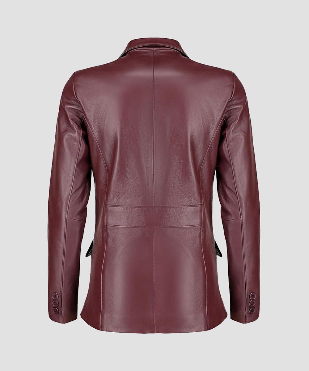 Ledzia Women Lambskin Soft Leather Classic Blazer Women