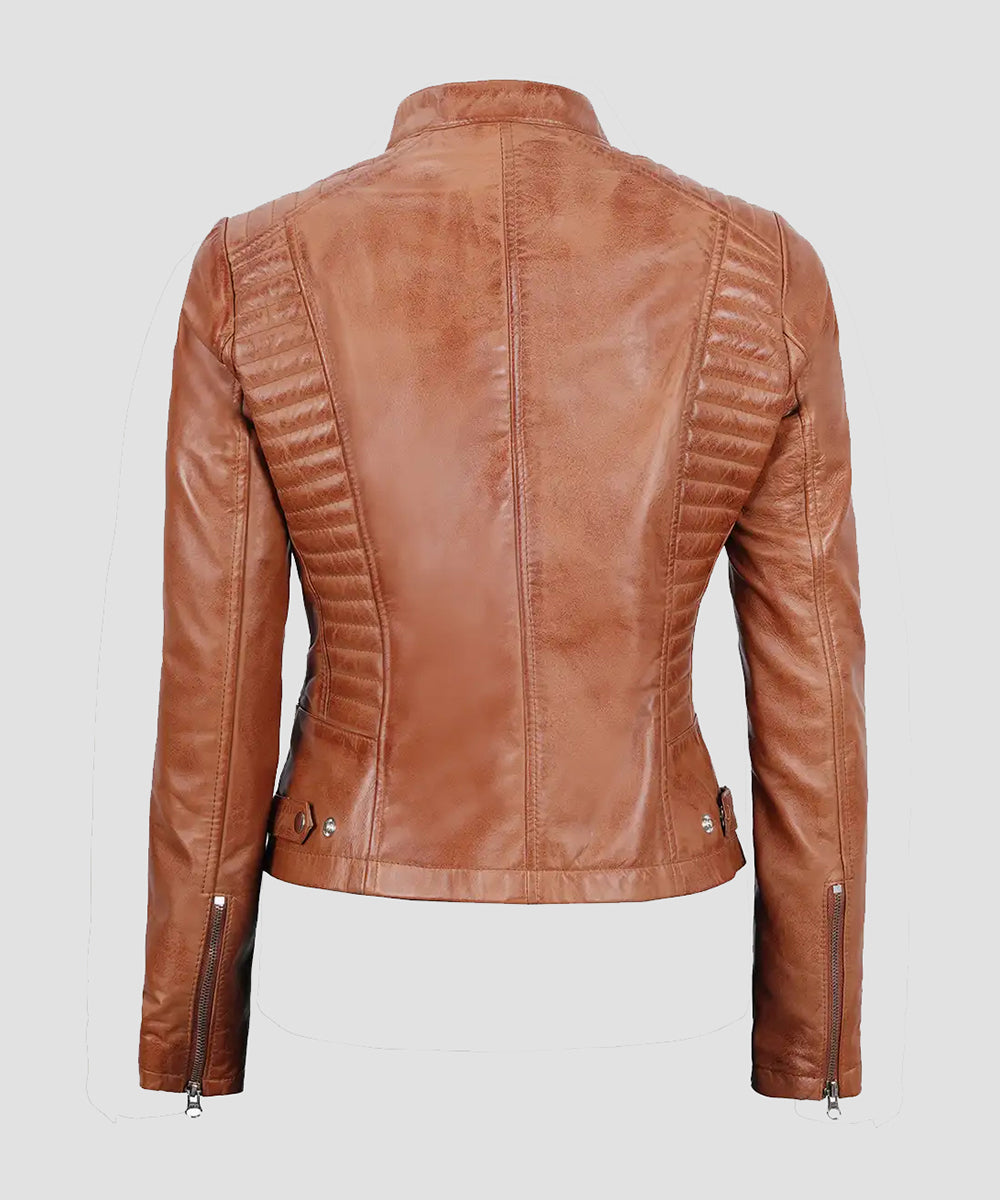 Ledzia Women Brown Leather Fashion Jacket Real Leather Jacket