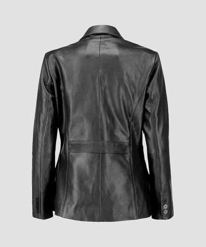 Ledzia Women Lambskin Soft Leather Classic Blazer Women