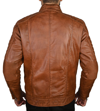 Mens Real Leather Jacket Cafe Racer Leather Jacket