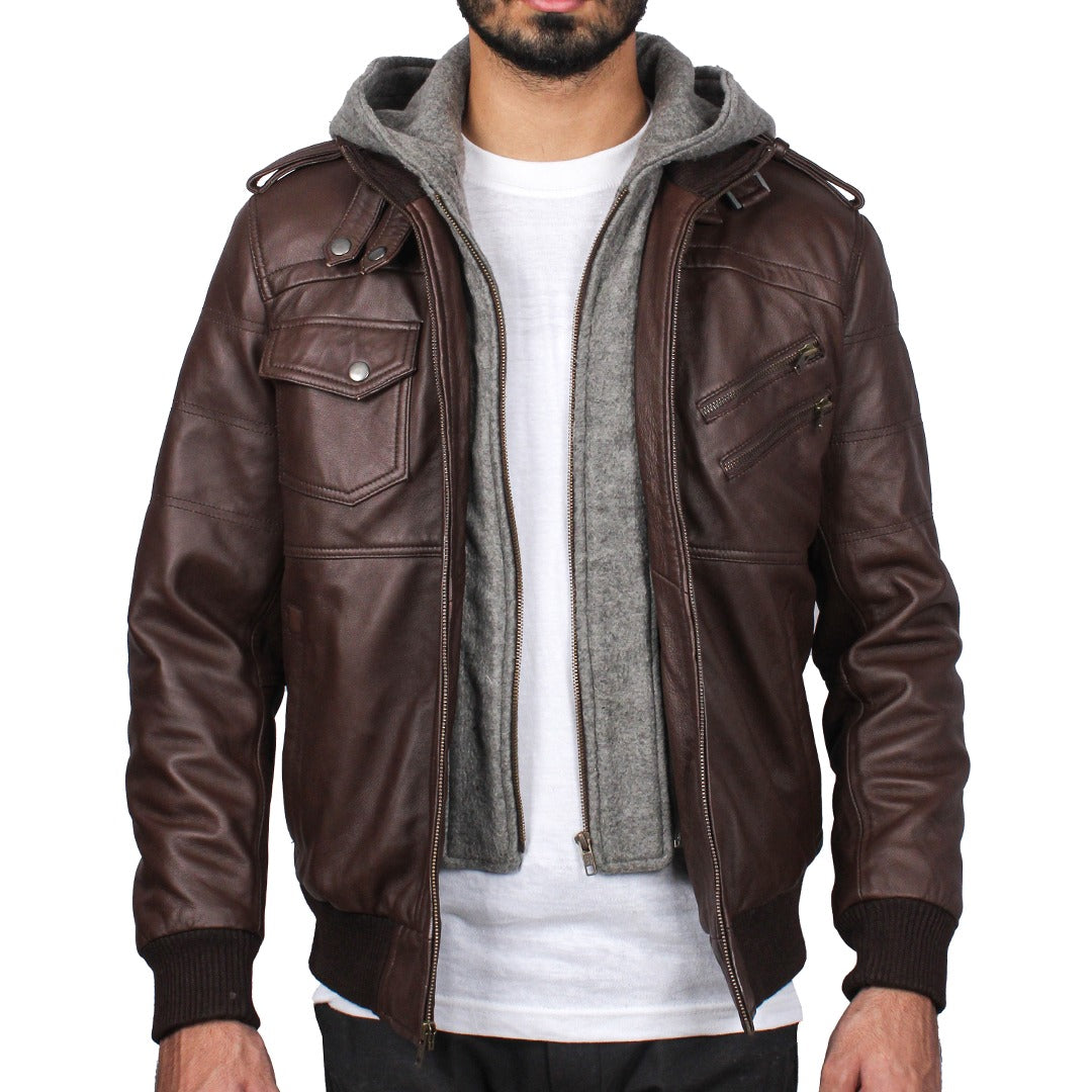 Leather jacket with Hood